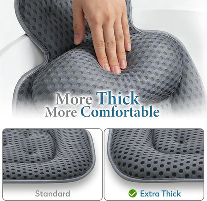 Bath Pillows for Tub, Comfortable Bathtub Cushion for Head and Neck with Soft 3D Mesh Fabric and 54 Non-Slip Suction Cups