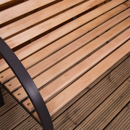 Garden Vida Slatted Garden Bench Wooden Seater Outdoor Furniture Seating Wood Slats Steel Legs Park Patio Seat