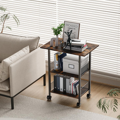 BOHDK Printer Stand, 3-Tier Industrial Large Printer Table with Shelf, 23"x15" Mobile Heavy Duty Storage Rack on Wheels for Home Office Printer Fax