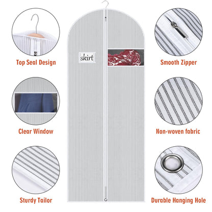 Univivi Garment Bag for Dresses, 60 inch Clothes Covers, 5 Pack, White