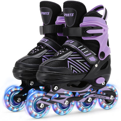 Kids Inline Skates for Girls Boys, Roller Skates Kids Adjustable with Light Up Wheels for beginners boys girls. (Small (UK 11-1))