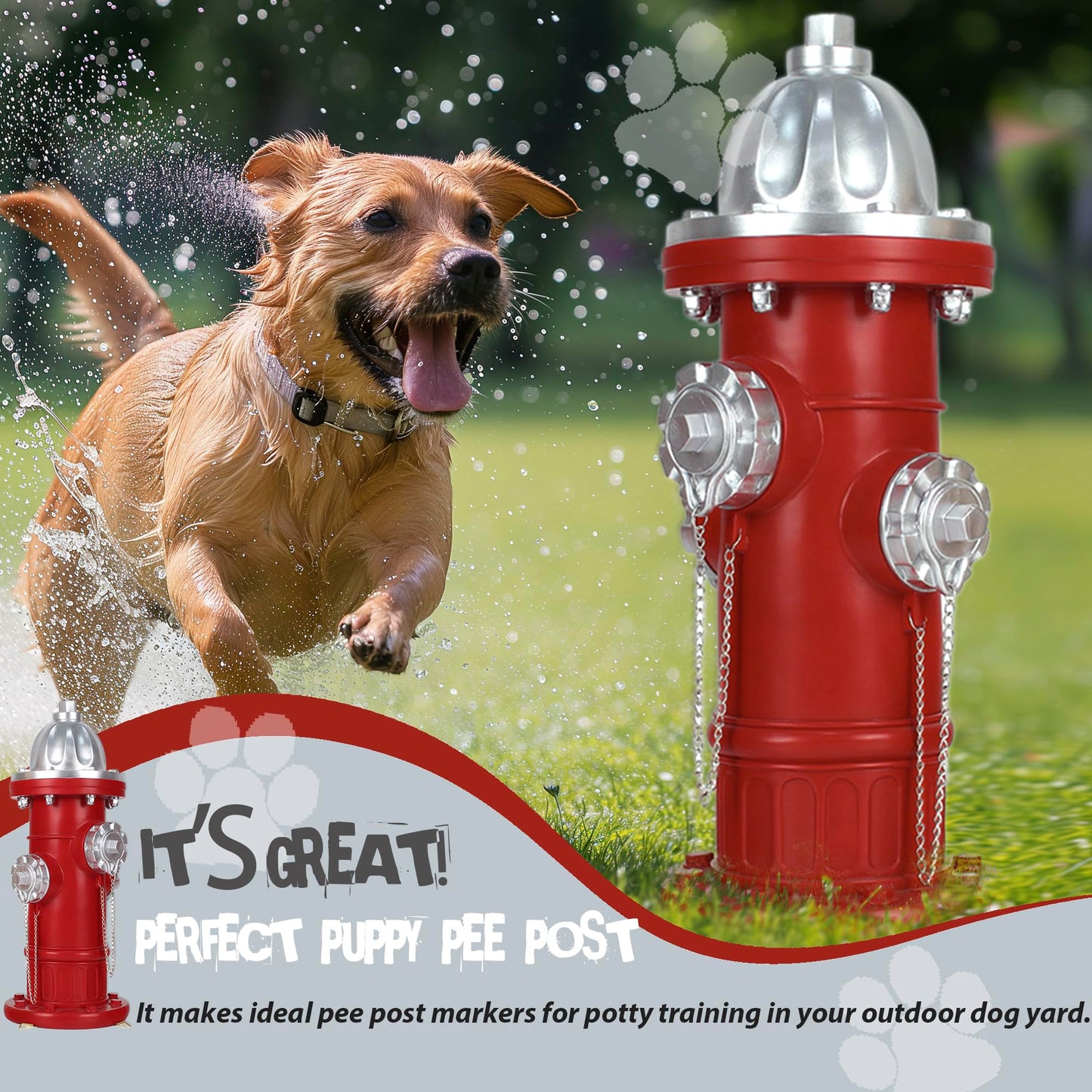 Dog Fire Hydrant Pee Post, Prefdo Puppy Pee Post Training Statue, Indoor Outdoor Fire Hydrant Decor Figurines for Yard Art Garden Lawn, Gift for