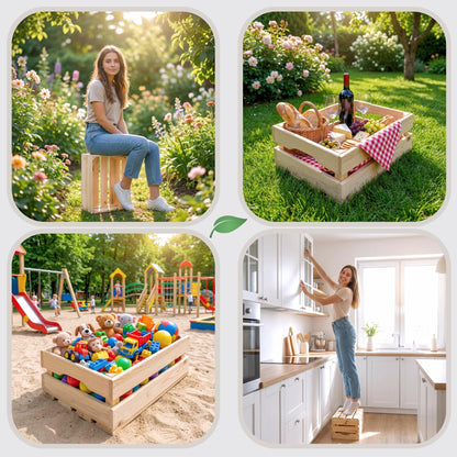 ITA Alina Wooden Crates Set, 6 Storage Crates in 3 Sizes, Decorative Wooden Storage Boxes, Stackable & Nestable, FSC-Certified Wood, Made in EU