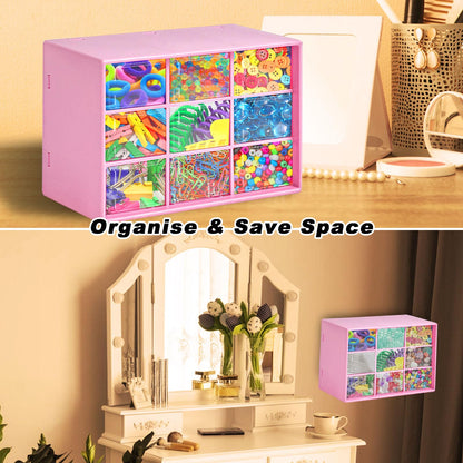 GAESHOW 2Pcs Small Storage Drawers, Desk Storage Organizer with 9 Drawers, Mini Plastic Drawer Organiser, Desktop Craft Drawer Cabinet for Sewing