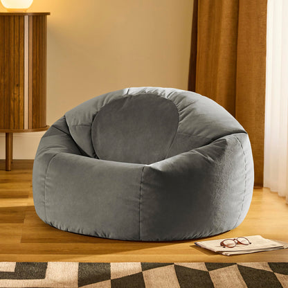 icon Kingston Velvet Bean Bag with Filling Included, Grey