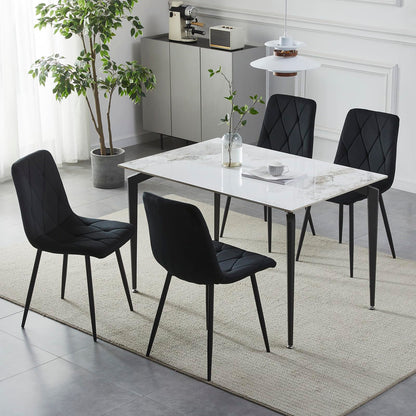 Artist Hand Set of 4 Dining Chairs for Dining Room Living Room, Velvet Fabric Kitchen Chairs Set with Upholstered Seat Backrest Solid Metal Legs