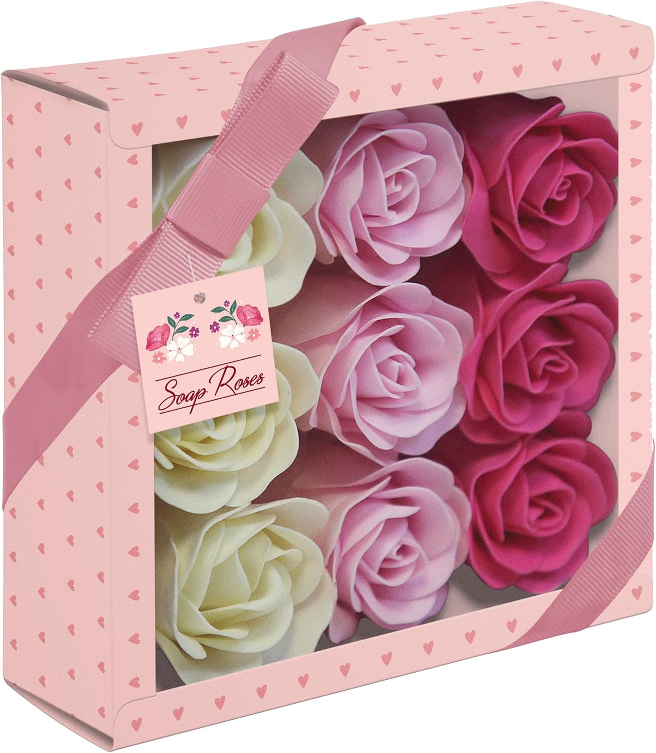 Soap Roses Gift Box 9pk  pink