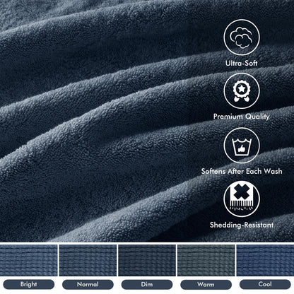 Madison Park SIGNATURE 800GSM 100% Cotton Luxurious Bath Towel Set, Slate Blue, Multi-Sizes