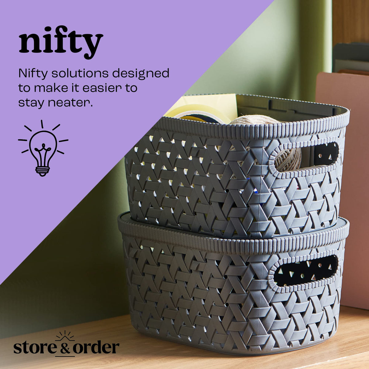Store & Order Stackable Extra Small Storage Basket x8, Decorative Plastic Box, Multi-Functional Boxes for use around the home