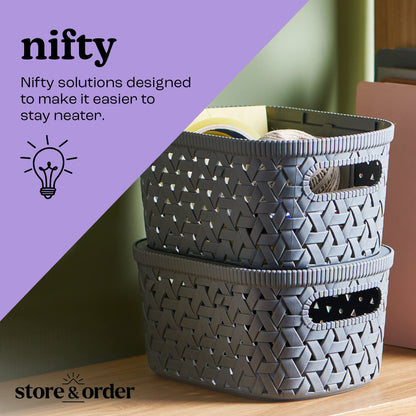 Store & Order Stackable Extra Small Storage Basket x8, Decorative Plastic Box, Multi-Functional Boxes for use around the home