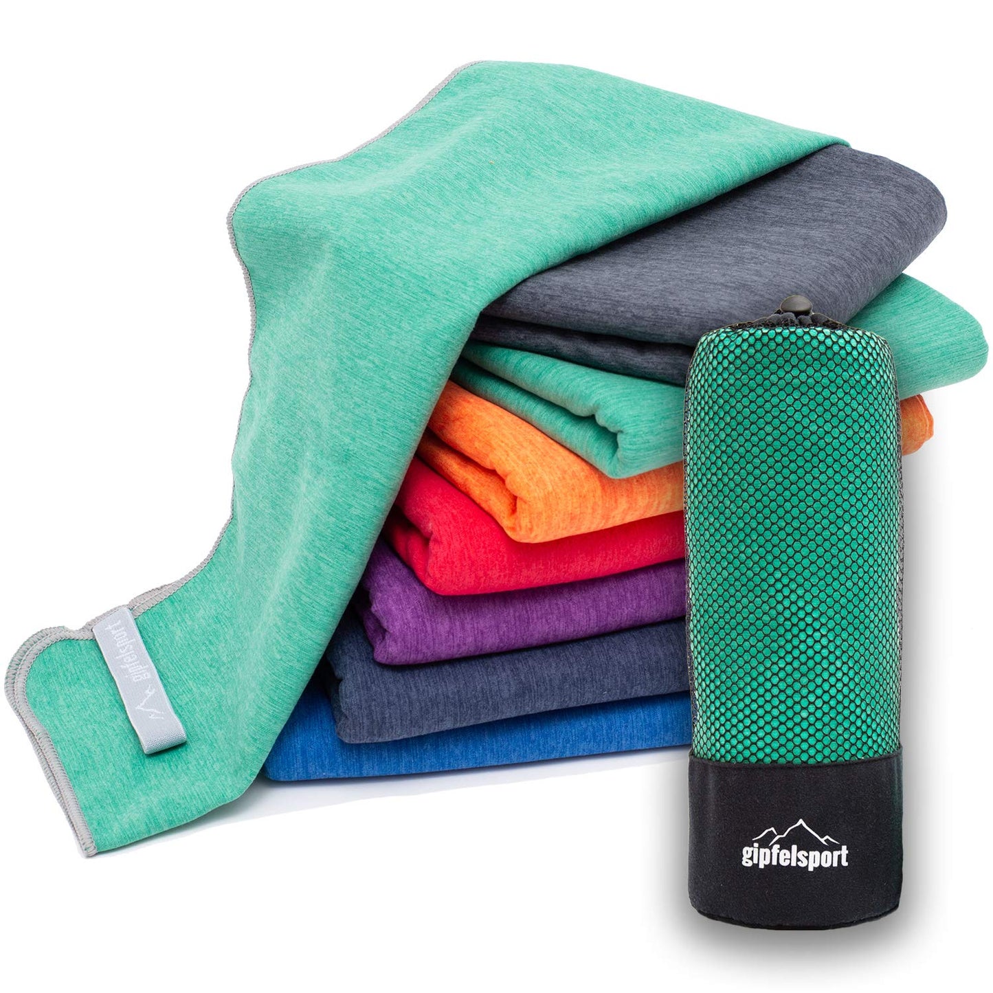 gipfelsport Microfibre Towel | Green | 1 1x S(80x40cm) & 1x L(140x70cm)