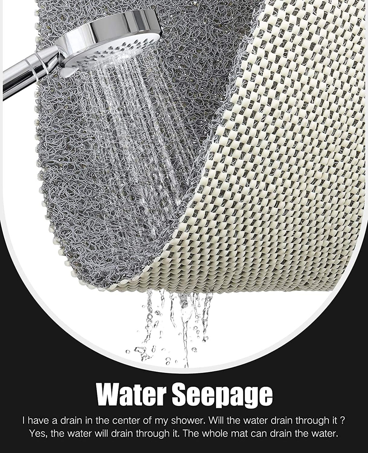 Bingobang Bath Mats Non Slip,Shower Mat Rubber 60x40cm,Extra Soft Anti-Mould, Machine-Washable,For Bathroom Floor,Bathtub(Grey)