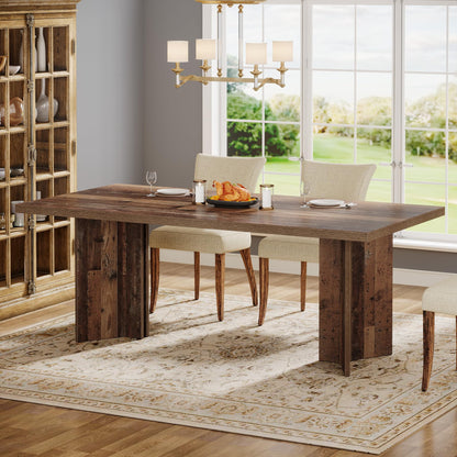 Tribesigns Farmhouse Dining Table for 4 to 6 People, 63-inch Rectangle Wooden Kitchen Table with Large Tabletop and Heavy Duty Legs for Dining