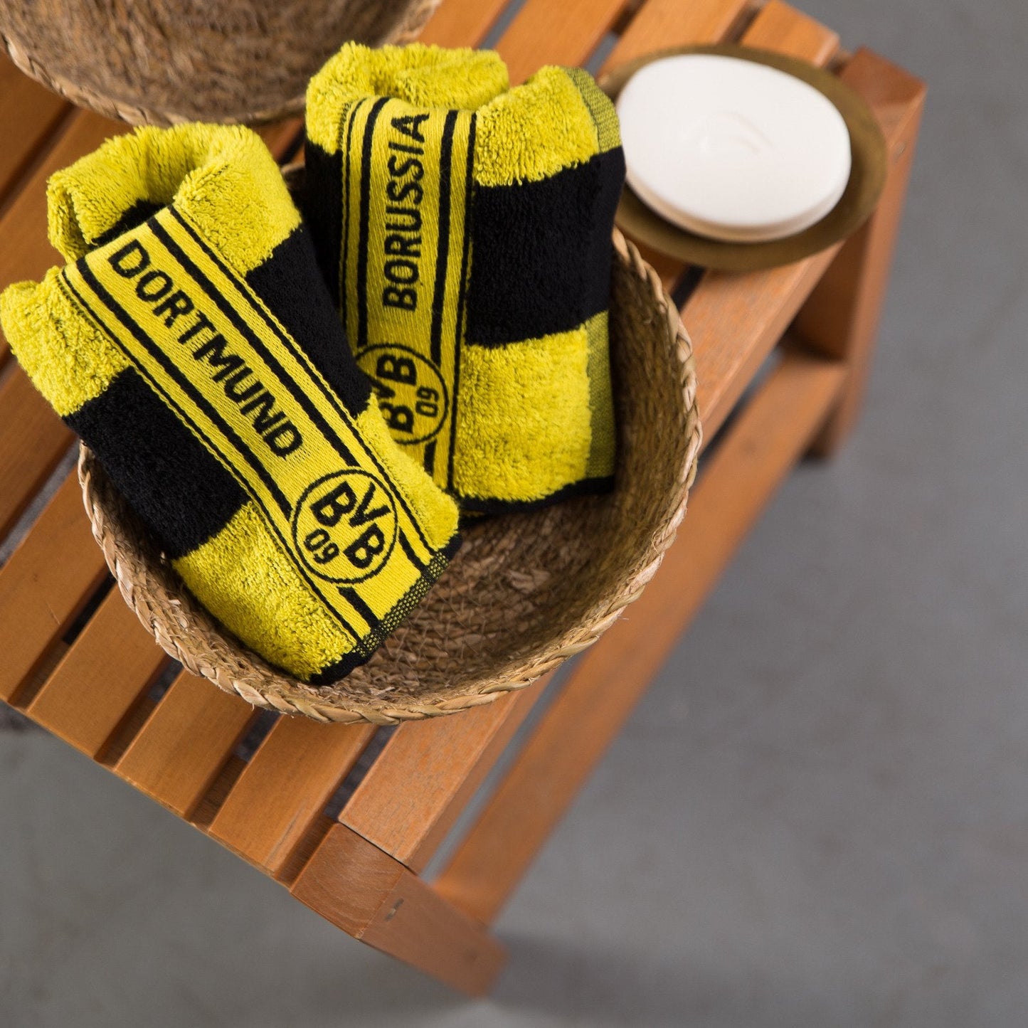 Borussia Dortmund, Guest towels with block strips (2 pieces), black-yellow,