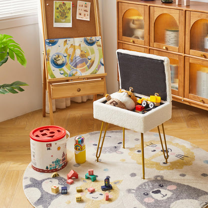 YMYNY Storage Ottomans, Chair Stool Upholstered, Footstool, Modern Teddy Fleece Material, Dressing Table Stool, Pouf Couch Stool, Metal Legs, for