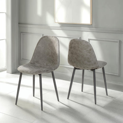Seconique Athens Dining Chair Set of 2 in Grey Pu