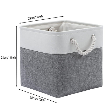 ICEMOR 28 x 28 x 28 cm Cube Storage Bins, 6 Pack Large Collapsible Fabric Storage Bin with Ropes, Foldable Storage Cubes for Home, Office,Closet