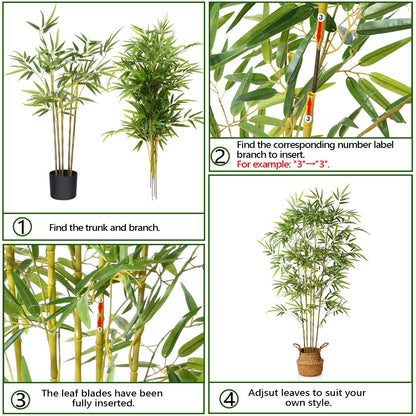 Kazeila Artificial Bamboo Tree Artificial Plants Tall Outdoor 160cm Fake PLants in Pot Large Artificial Plants Indoor for Home Office Garden
