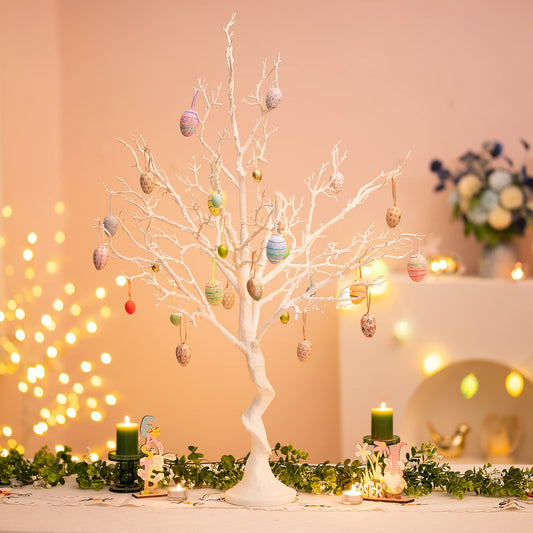 White Artificial Tree Twig Tree - 105cm Tall Fake Christmas Tree for Table Centrepiece Ornament Display Tree Large Easter Tree Inweder Wishing Tree