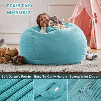 Nobildonna Bean Bag Chair Cover (No Filler) for Kids Beanbag Stuffed Animal Storage Without Filling Plush Toys Holder and Organizer Soft Premium