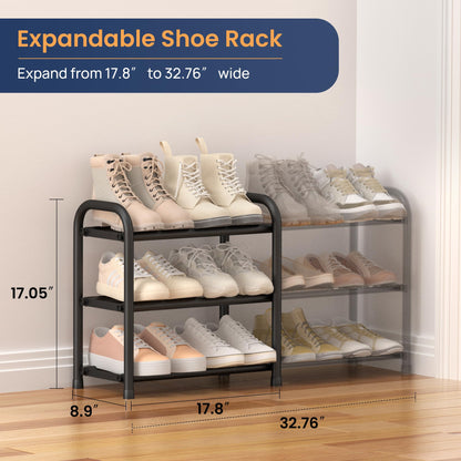 ENJOYBASICS Expandable Shoe Rack, 3 Tier Adjustable Shoe Storage Shelf