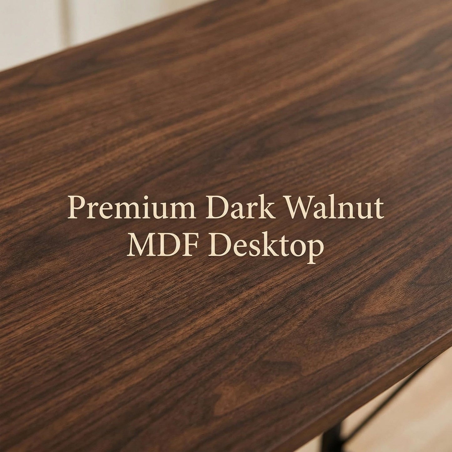 FurnitureR Folding Computer Desk,Industrial Style MDF Table Top Black Metal Frame,Space Saving For Small Apartment