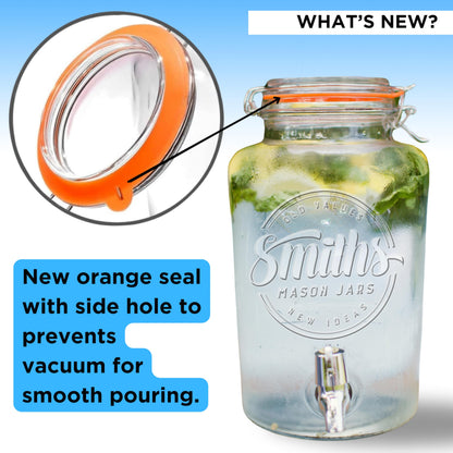 Smith's Mason Jars 5 Liter Glass Drinks Dispenser with Stainless Tap Spigot | Punch Dispenser | Drink Pitcher with Spout | Ideal for Outdoor Picnic