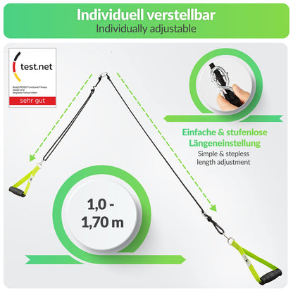 Premium sling trainer with door anchor and certificate (InBuB seal) including exercise post, training plan | handmade, lime without spacer (Basic)