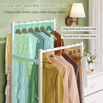 Feonase 3 in 1 Chest of Drawers Bedroom, Including 4 Fabric Drawers, with a 2 Coat Rail and 5 Coat Hooks