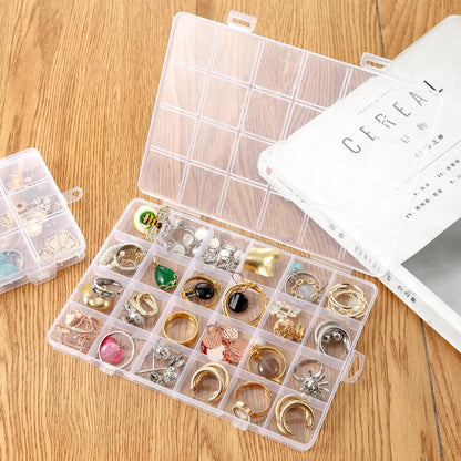 2pcs Plastic Organizer Container Box with Adjustable Dividers, 36 Grids Clear Plastic Parts Organizer Box Compartment Container for Bead, Nail