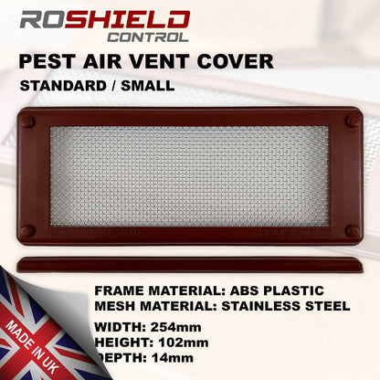 Roshield Pest Proofing Air Brick Mesh Vent Cover | Mouse Insect Rodent Control Prevention x 10 (Brown, Standard)