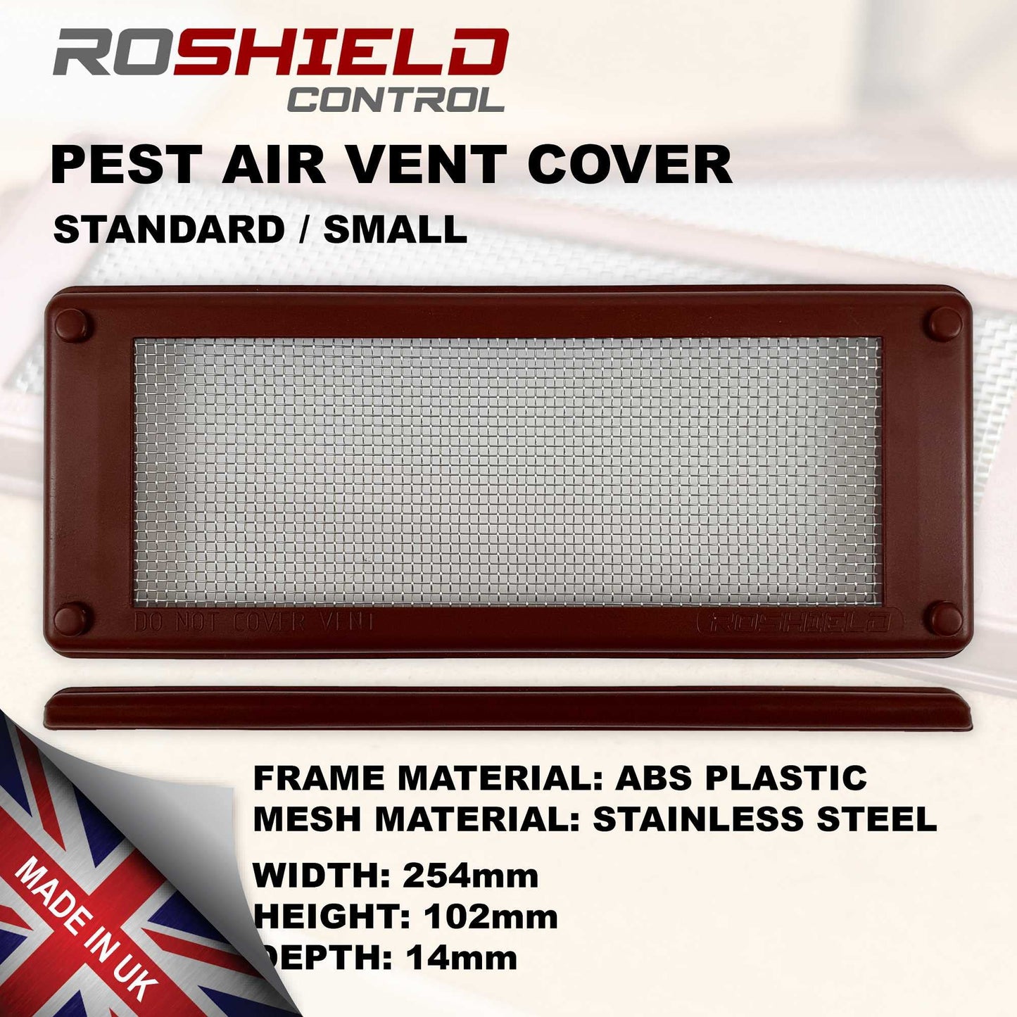 Roshield Pest Proofing Air Brick Mesh Vent Cover | Mouse Insect Rodent Control Prevention x 10 (Dark Grey, Standard)