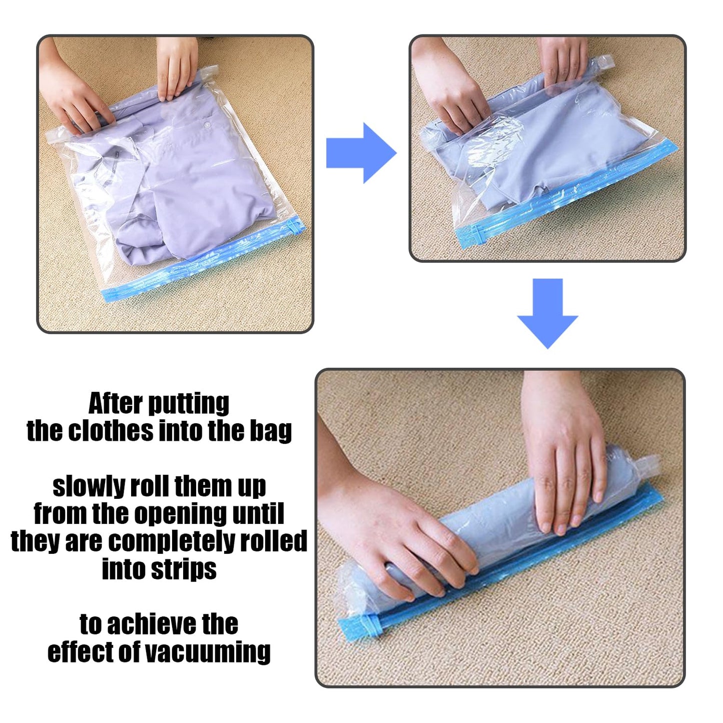 QIHUAN 4 Pieces Vacuum Compression Bag, Clothing Storage Bag, Travel Supplies, Clothing Storage Supplies, Sea Compression Bag.