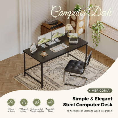 Mericonia Basic Computer Desk, 2 pieces Desktop, 120x50cm, Black