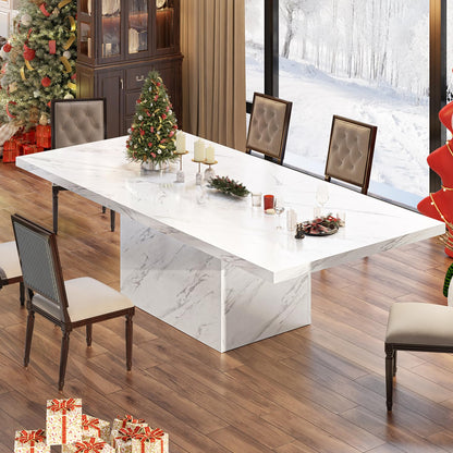 HSH Dining Table Modern Rectangle Kitchen Dinner Table 180cm White Marble