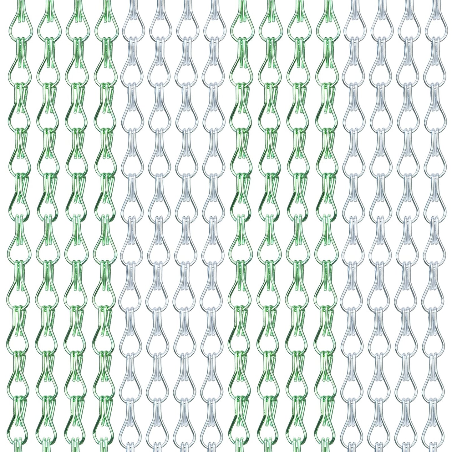Lymmiytc Chain Door Screen 90 x 210cm Aluminium Chain Curtain for Doorways Decoration, Metal Fly Screens Insect Blinds Pest Control (Green & Silver)