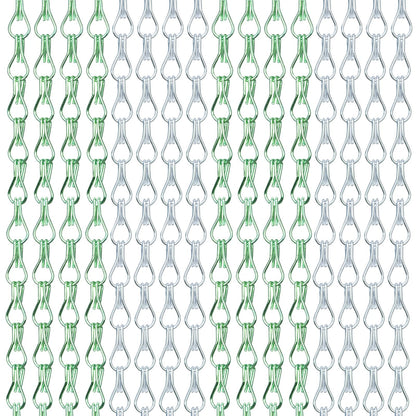Lymmiytc Chain Door Screen 90 x 210cm Aluminium Chain Curtain for Doorways Decoration, Metal Fly Screens Insect Blinds Pest Control (Green & Silver)