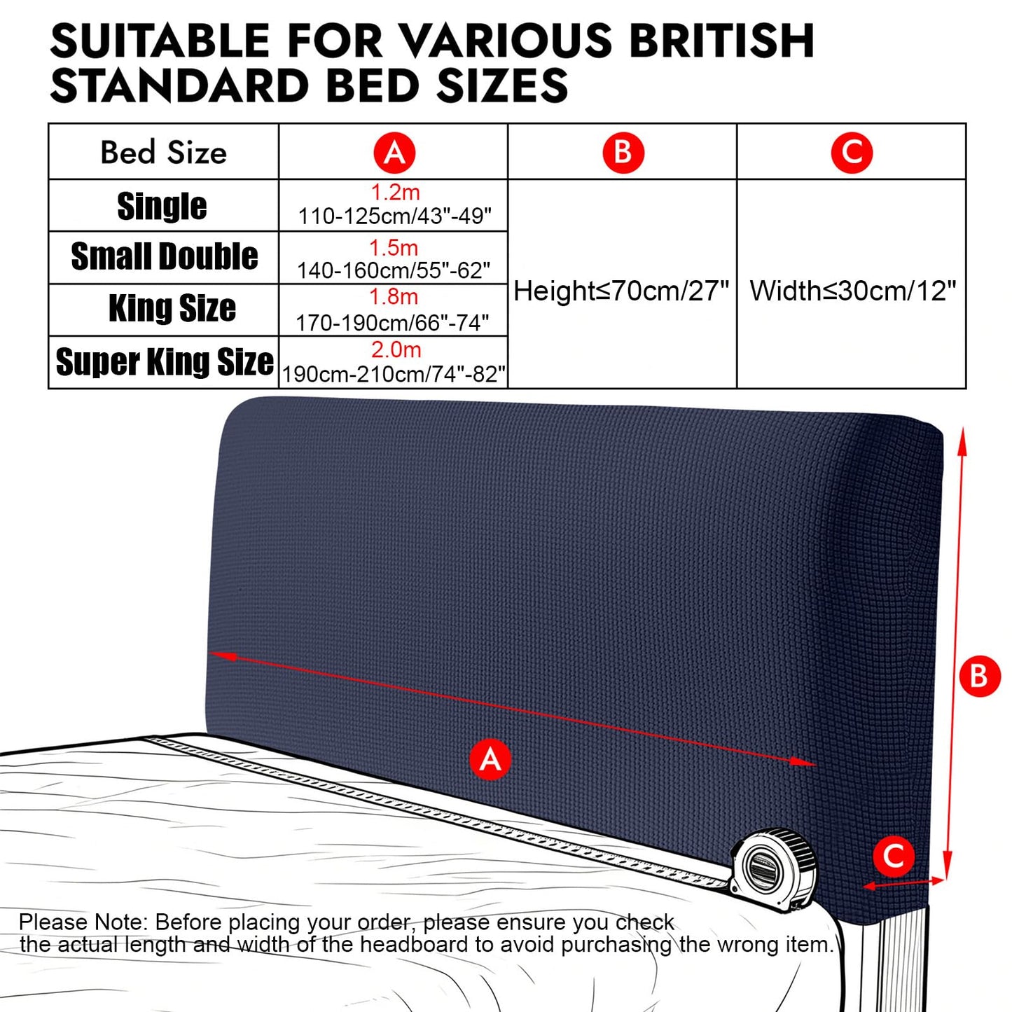 Niuoppy Bed Headboard Cover Fully Wrapped, Stretch Head Board Covers for Single Bed, Beds Headboard Protector Dustproof and Cat Scratch-proof