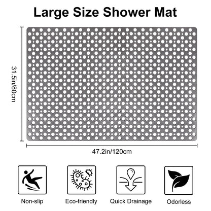 Extra Large Shower Mat Non Slip Anti Mould: 80 x 120 cm Non Slip Shower Mat for Inside Walk-in Shower Tray