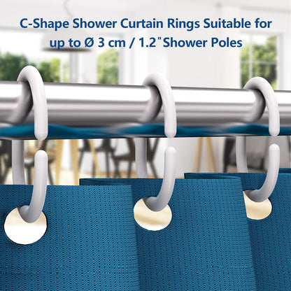 Simkopy Plastic Shower Curtain Hooks, 24 Pack C-Shaped Rings, White, for Bathroom & Window Rod