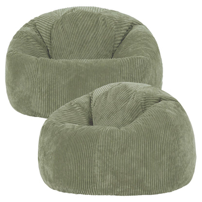icon Kingston Cord Bean Bag with Filling Included, Set of 2, Green