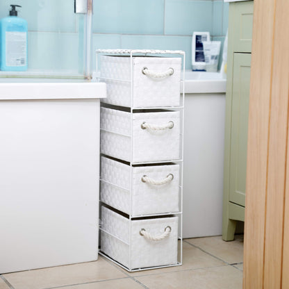 Arpan White 4 Drawer Storage Cabinet Unit Ideal for Home/Office/Bedrooms (4-Drawer Unit -18x25xH65cm)