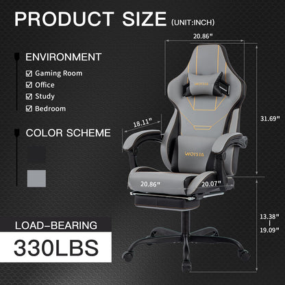 Gaming Chair, Ergonomic Gaming Chair, Computer Chair with Headrest and Lumbar, Racing Computer Chairs, Height Adjustable Rotating PC Chairs