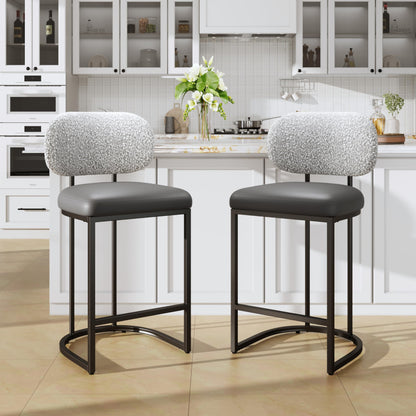 ALPHA HOME Bar Stools Set of 2 with Back Breakfast Counter Height Bar Stool