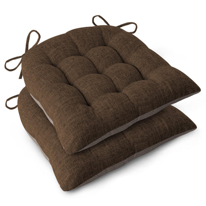 FlyGulls Chair Cushions for Dining Chairs Set of 2 46x42x7.6 cm Brown