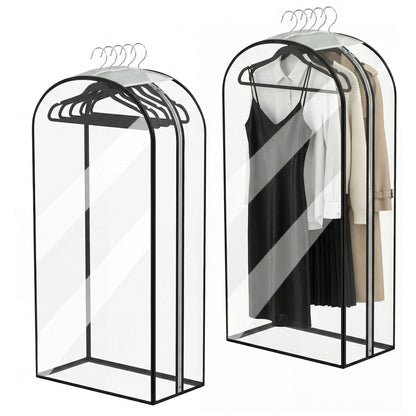 2Pcs Garment Bags for Open Closet, Full Clear Clothes Covers with Zipper for Hanging Clothes, Clothes Covers for Coats, Suit, Jackets, Windbreaker