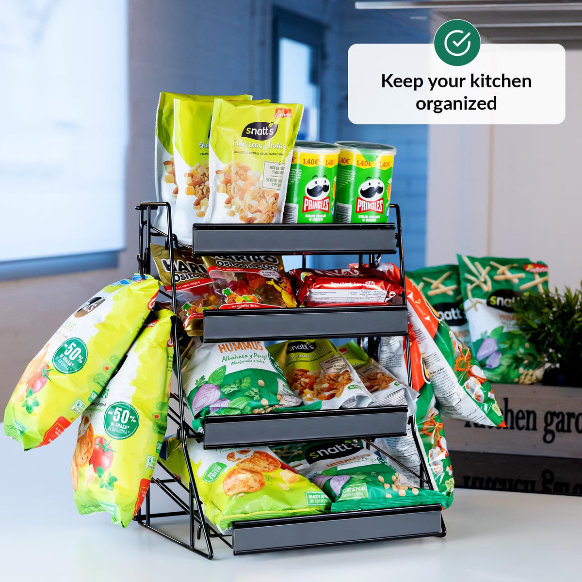 ODOXIA Candy Display Rack 4 Tier | Candy Organiser | Snack Organiser For Countertop | Snack Display For Counter | Stand For Stores And More