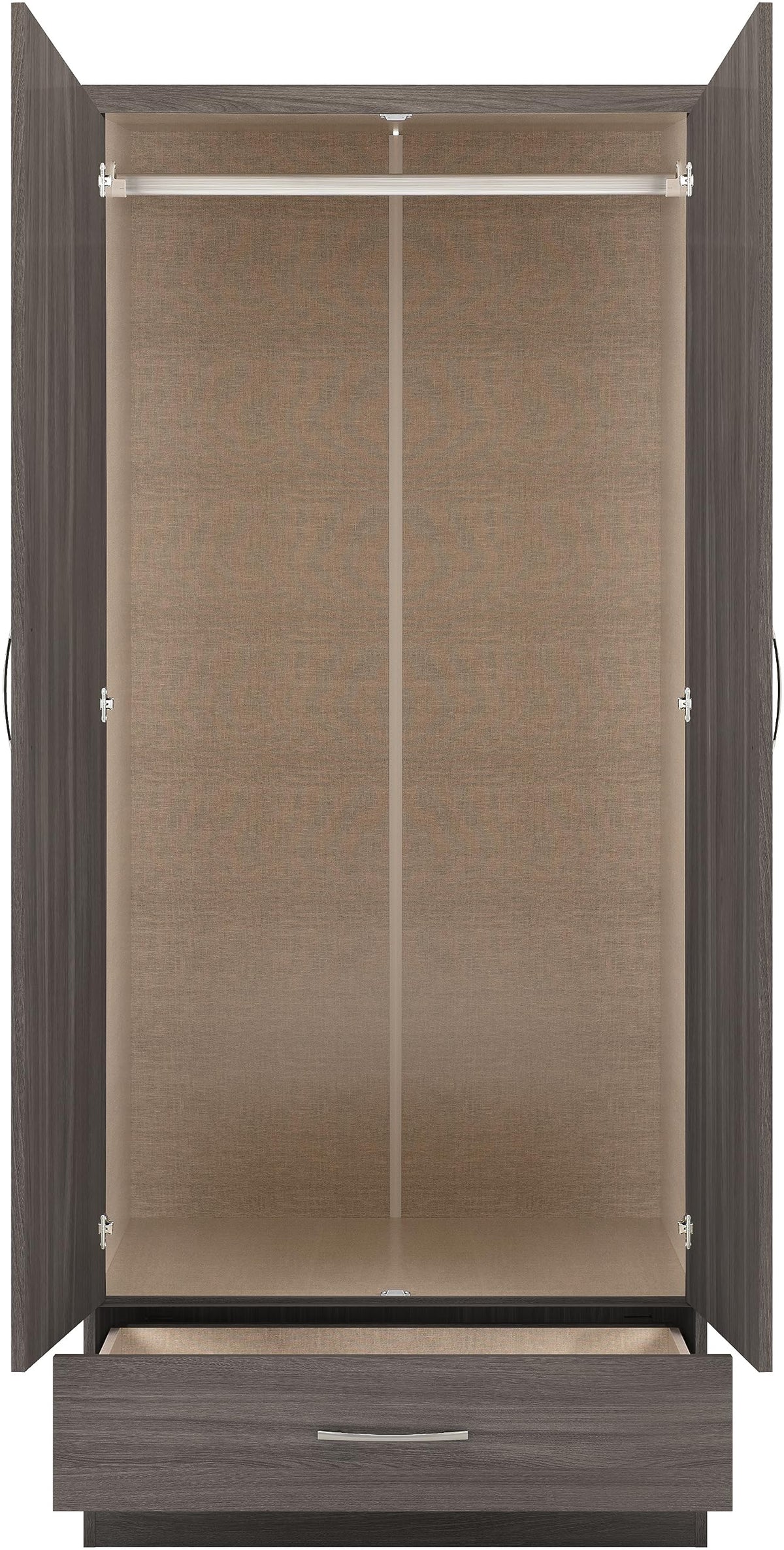 Seconique Nevada 2 Door 1 Drawer Wardrobe in Black Wood Grain