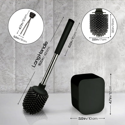 Silicone Toilet Brush and Holder Set | Loo Brush with Hidden Tweezers.