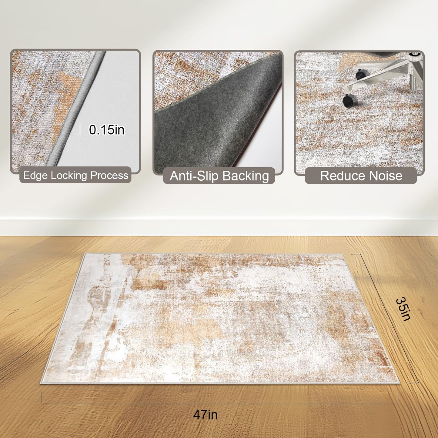 Office Chair Mat 90 x 120 cm, Floor Protector for Office Chair, Anti-Slip